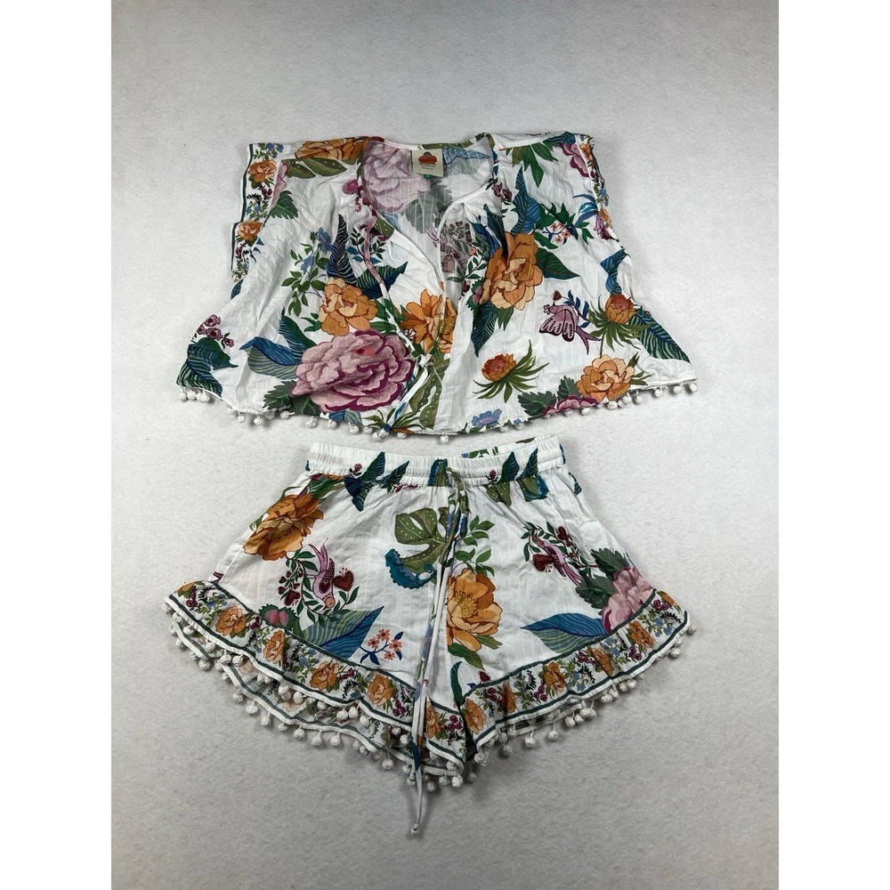 FARM Rio Sweet Bloom Two‎ Piece Set Blouse Shorts Size S/M Read - Picture 2 of 12